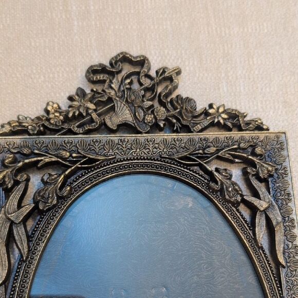 Vintage Antique Bronze Metal Ornate Floral Picture Photo Frame - Picture 2 of 9